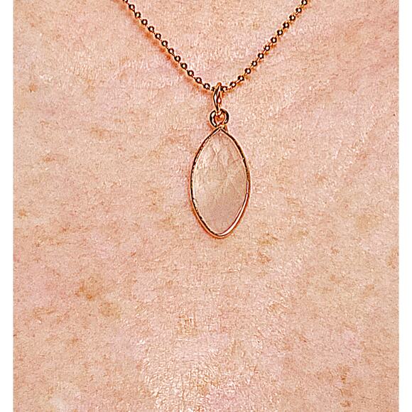 Bezel Clear Faceted Quartz Marquise Necklace Pendant Gold Filled Bead Chain - Picture 6 of 6